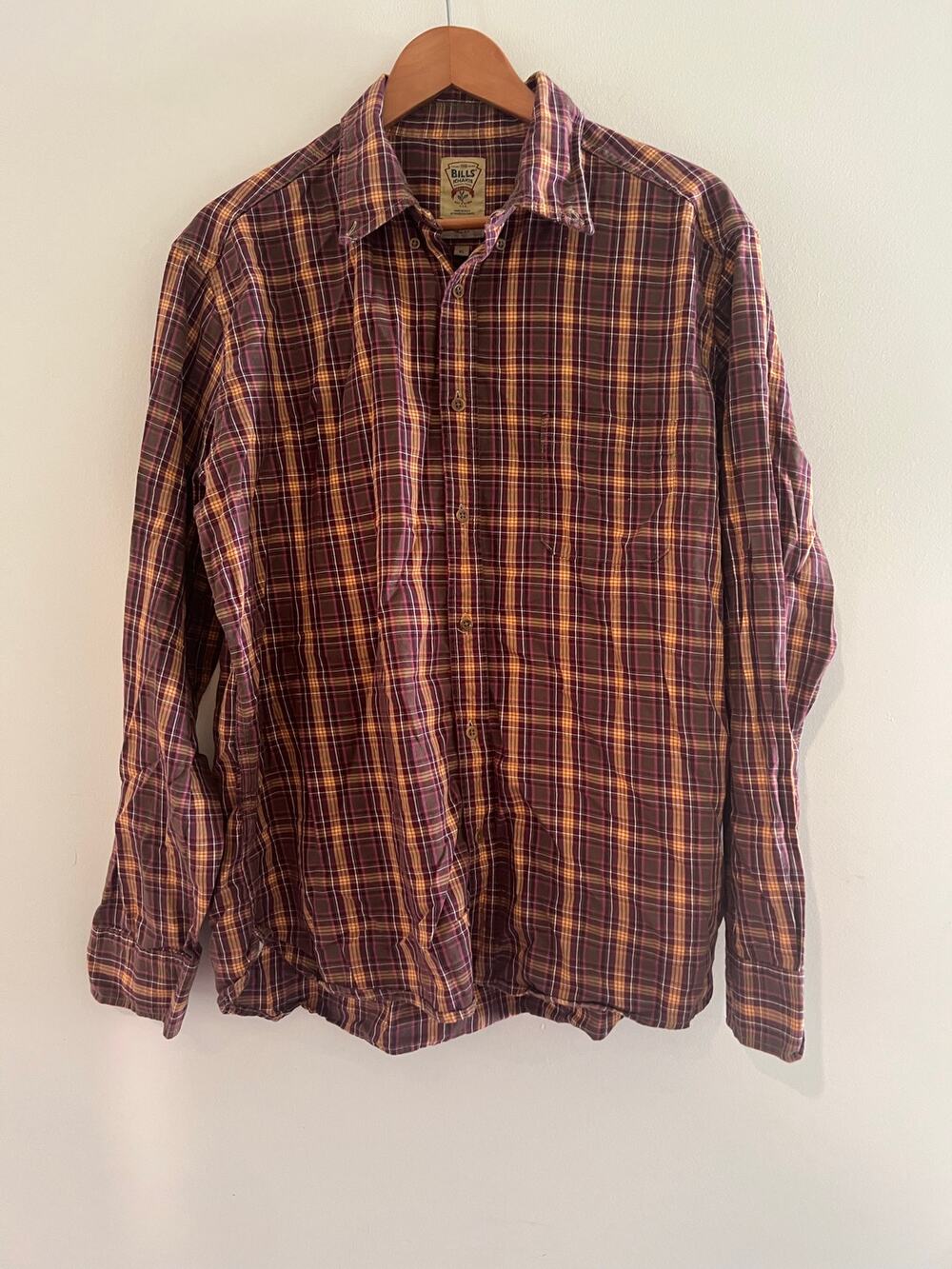 Vintage Bill's Khakis Trim Fit Casual Flannel Button Down 100% Cotton Size XL JL